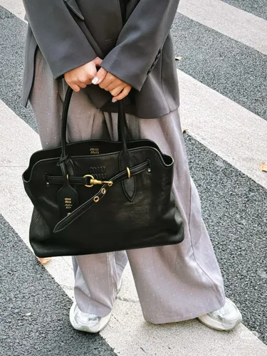 Bolsa Couro Preta Estruturada